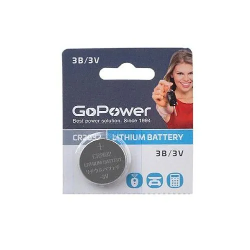 GoPower 00-00015603 Элемент питания CR2032 литиевый для гитарного тюнера.